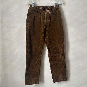 GRAMICCI Corduroy Pants Size XS Brown Belted Tapered Leg Loose